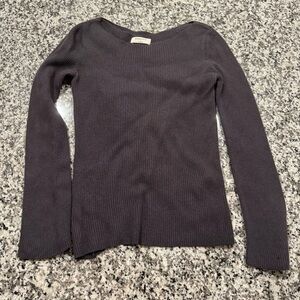 Aritzia Babaton Kitano Gray Ribbed Sweater With Cross Back